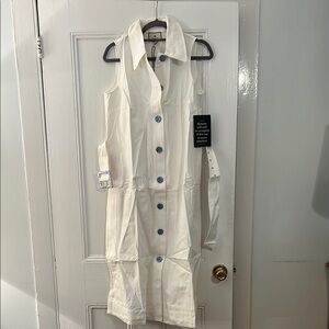 White Sleeveless Cold Shoulder Midi Dress